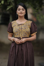 Thumbnail for Preksha Creation Women Brown Georgette Floral Maxi dress Gown - Distacart