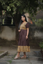 Thumbnail for Preksha Creation Women Brown Georgette Floral Maxi dress Gown - Distacart