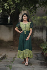 Thumbnail for Preksha Creation Women Green Georgette Floral Maxi dress Gown - Distacart