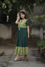 Thumbnail for Preksha Creation Women Green Georgette Floral Maxi dress Gown - Distacart