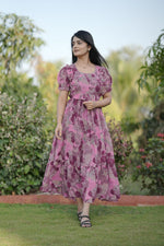 Thumbnail for Preksha Creation Women Multicolour Georgette Floral Maxi dress Gown - Distacart