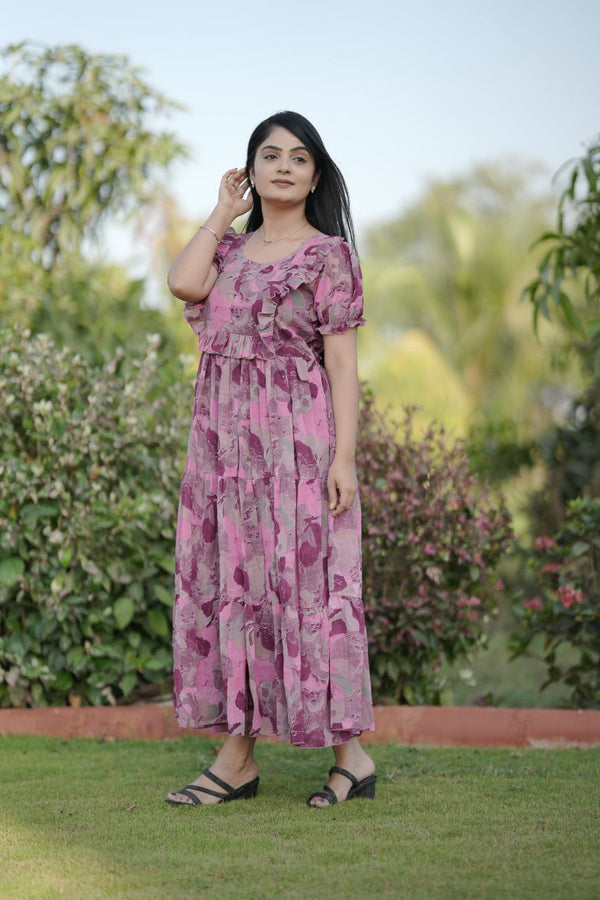 Preksha Creation Women Multicolour Georgette Floral Maxi dress Gown - Distacart