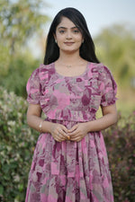 Thumbnail for Preksha Creation Women Multicolour Georgette Floral Maxi dress Gown - Distacart