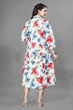 Thumbnail for Preksha Creation Women White Cotton Floral One Sided Pocket Gown - Distacart