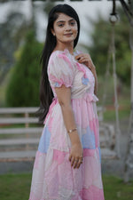 Thumbnail for Preksha Creation Women Multicolour White Georgette Floral Maxi dress Gown - Distacart