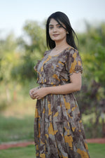 Thumbnail for Preksha Creation Women Yellow Multicolour Georgette Floral Maxi dress Gown - Distacart