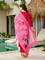 Thumbnail for The52 Women's Gorgeous Viscose Embroidery work Straight Kurta with Pant and Dupatta Set