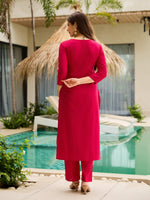 Thumbnail for The52 Thread Work Rayon Fabric Straight Kurta, Pant and Dupatta Set