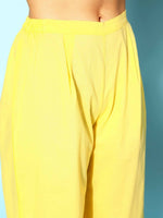 Thumbnail for Ahalyaa Women Yellow Colour Cotton Printed Kurta Palazzo Set - Distacart