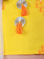 Thumbnail for Lil Drama Festive Girls White Lehanga and Yellow Choli with Dupatta Ethnic Set - Distacart