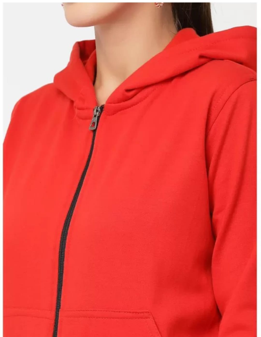 PAVONINE Red Color Casual Winter Wear Hoodie Sweatshirt For Girls - Distacart