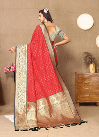 Thumbnail for Lorenvalley Fashion Red Soft Silk weaving Design Rich Zari Weaving Saree