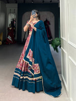 Thumbnail for Lorenvalley Red Dola Silk and Rayon with Printed With Foil Work And Lace Touch Up Lehenga Choli - Distacart