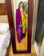 Thumbnail for trueBrowns Wine Velvet Embroidered Shawl - Distacart