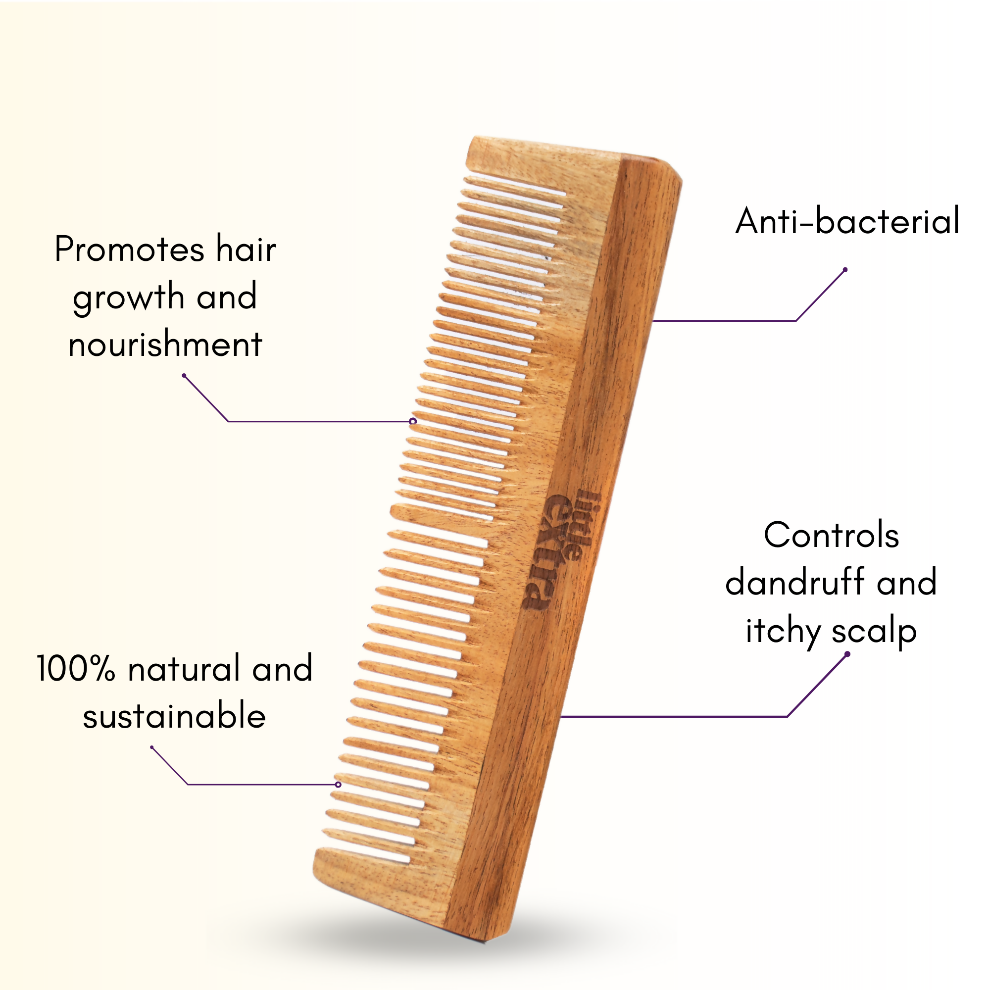Little Extra Dual Tooth Neem Wood Comb - Distacart