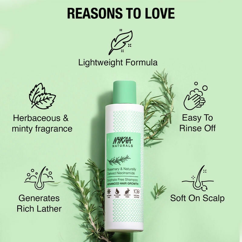 Nykaa Naturals Rosemary & Naturally Derived Niacinamide Shampoo + Mask Hair Growth - Distacart