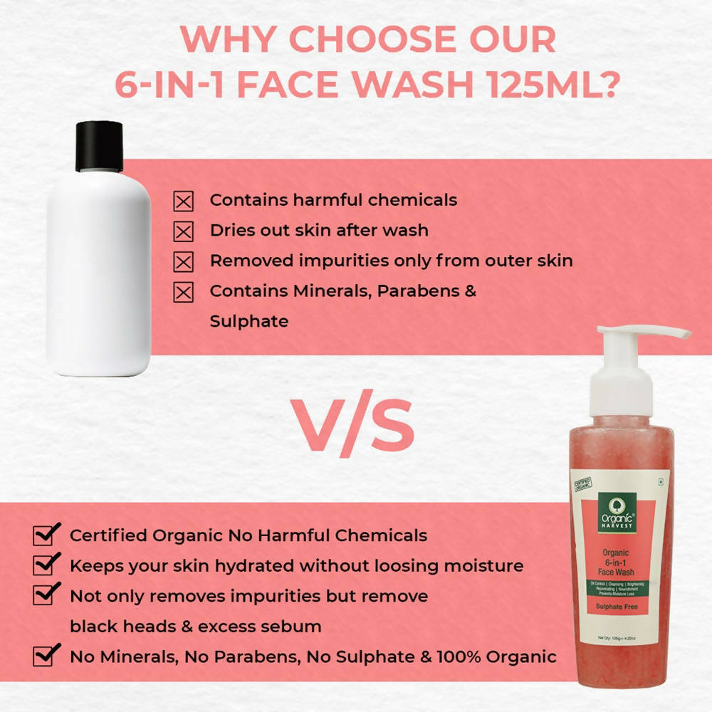 Organic Harvest 6 in 1 Face Wash (Sulphate Free) - Distacart