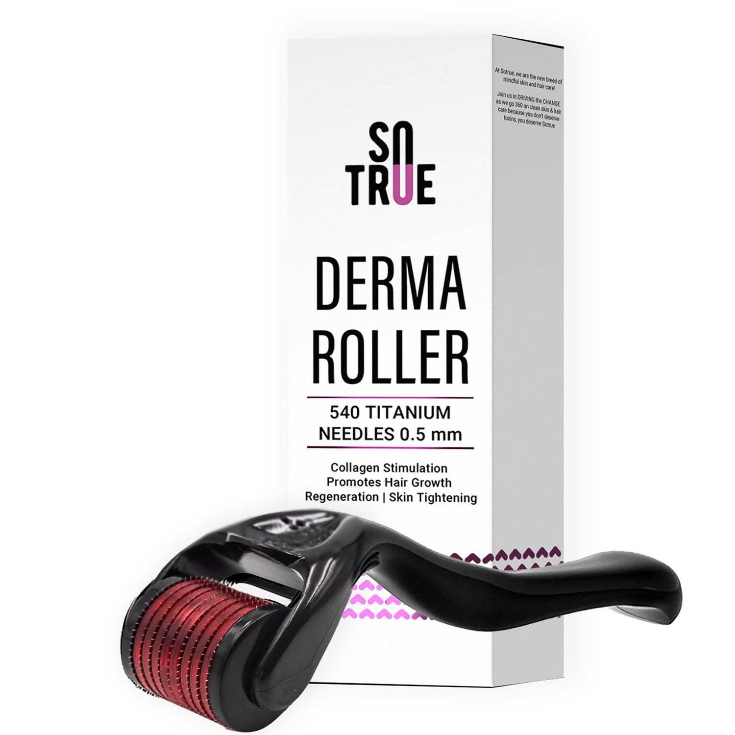 Sotrue Derma Roller For Hair Growth 0.5 mm with 540 Titanium Needles - Repairs Damaged Hair, Activates Hair Follicles - Distacart