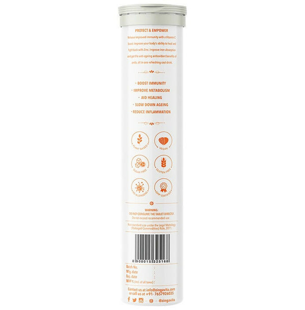 Zingavita Vitamin C Effervescent Tablets for Stronger Immunity - Orange Flavor - Distacart
