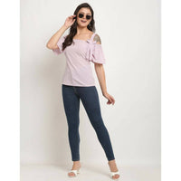 Thumbnail for Aastha Fashion Women's Light Purple Polyester Solid Casual Top - Distacart