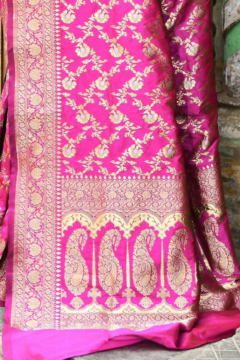 Joban Fashion Pink Soft Pure Handloom Banarasi Silk Saree
