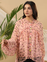 Thumbnail for Juniper Peach Floral Printed Chiffon Tunic With Inner - Distacart