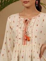 Thumbnail for Juniper Women's Ivory Geometric Printed Rayon Tunic With Beads & Sequins - Distacart
