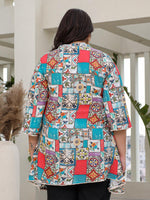Thumbnail for Juniper Women's The Digitopia Multi-Coloured Rayon Printed High-Low Tunic - Distacart