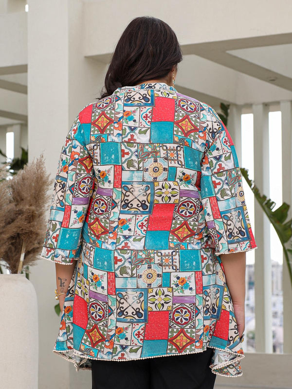 Juniper Women's The Digitopia Multi-Coloured Rayon Printed High-Low Tunic - Distacart