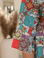 Thumbnail for Juniper Women's The Digitopia Multi-Coloured Rayon Printed High-Low Tunic - Distacart