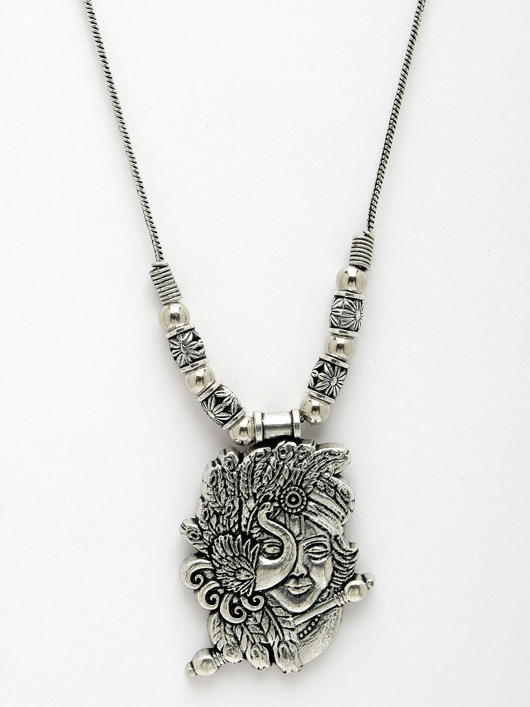 NVR Women's Silver-Toned Krishna Pendant with Chain - Distacart