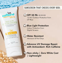 Thumbnail for mCaffeine Sun Fix Daily Glow Green Tea Sunscreen SPF 50 PA++++ with Niacinamide, Lightweight & No White Cast - Distacart