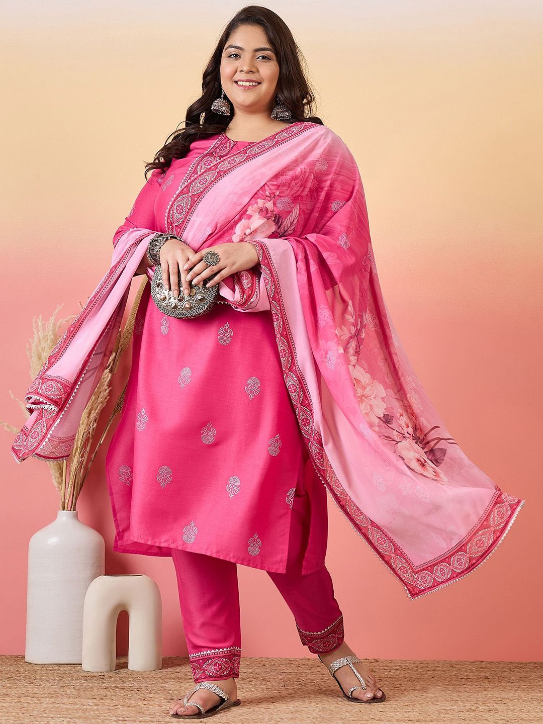 Sztori Women Floral Yoke Design Regular Kurta with Trousers & With Dupatta - Distacart