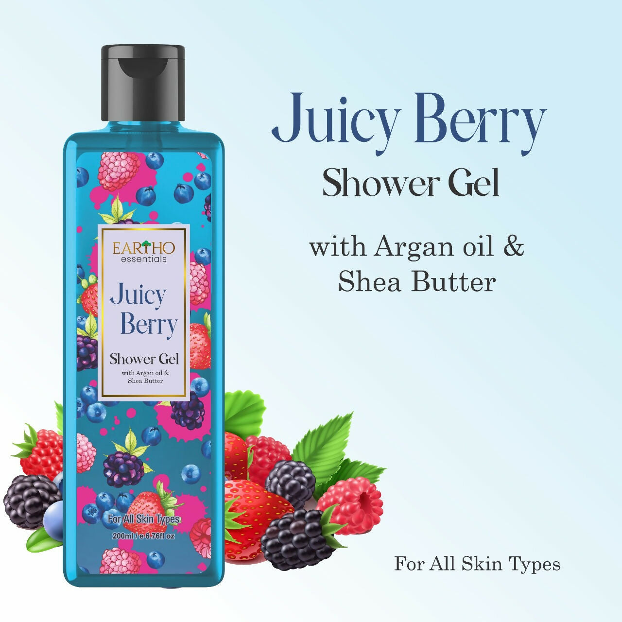 Eartho Essentials Juicy Berry Fusion Ayurvedic Shower Gel - Distacart