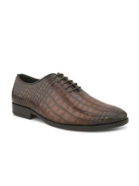 Thumbnail for House of Pataudi Men Textured Formal Lace Up Oxfords