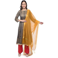 Thumbnail for A R Silk Women's Chanderi Zari Work Musturd Regular Dupatta
