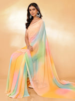 Thumbnail for Janasya Multicolor Georgette Ombre Printed Saree