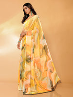 Thumbnail for Janasya Multicolor Georgette Abstract Printed Saree