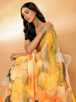 Thumbnail for Janasya Multicolor Georgette Abstract Printed Saree