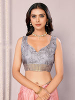 Thumbnail for Janasya Peach Chanderi Silk Floral Printed Saree