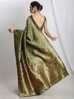 Thumbnail for Janasya Green Silk Blend Ethnic Motifs Jacquard Saree