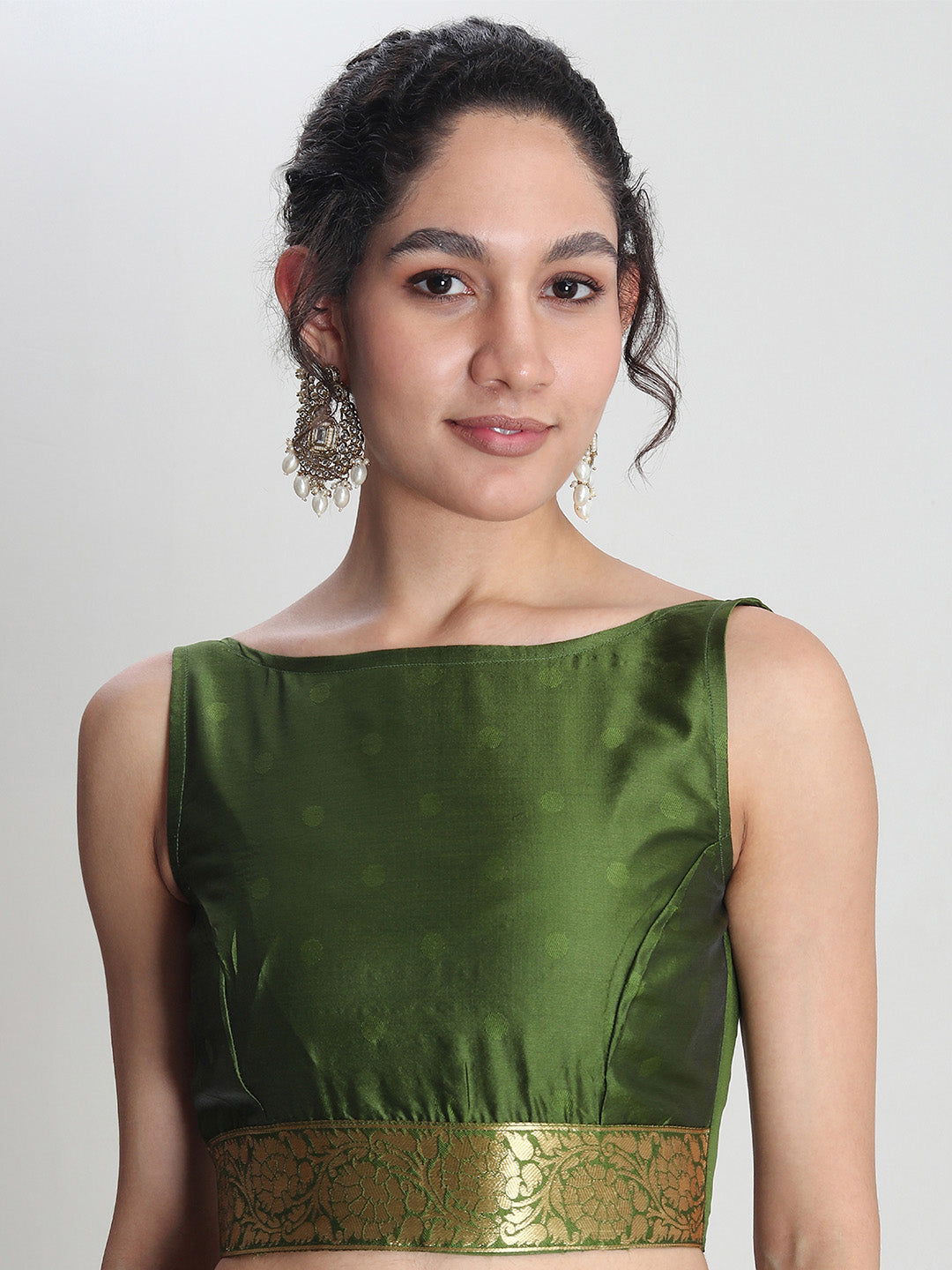 Janasya Green Silk Blend Ethnic Motifs Jacquard Saree