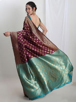 Thumbnail for Janasya Purple Silk Blend Ethnic Motifs Jacquard Saree