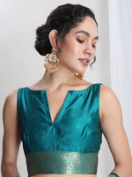 Thumbnail for Janasya Purple Silk Blend Ethnic Motifs Jacquard Saree