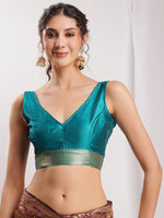 Thumbnail for Janasya Purple Silk Blend Floral Jacquard Saree