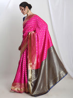 Thumbnail for Janasya Pink Silk Blend Ethnic Motifs Jacquard Saree