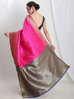 Thumbnail for Janasya Pink Silk Blend Ethnic Motifs Jacquard Saree