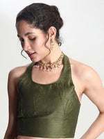 Thumbnail for Janasya Green Silk Blend Floral Jacquard Saree