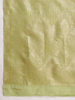 Thumbnail for Janasya Green Silk Blend Geometric Jacquard Saree
