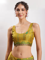 Thumbnail for Janasya Green Silk Blend Ethnic Motifs Printed Saree